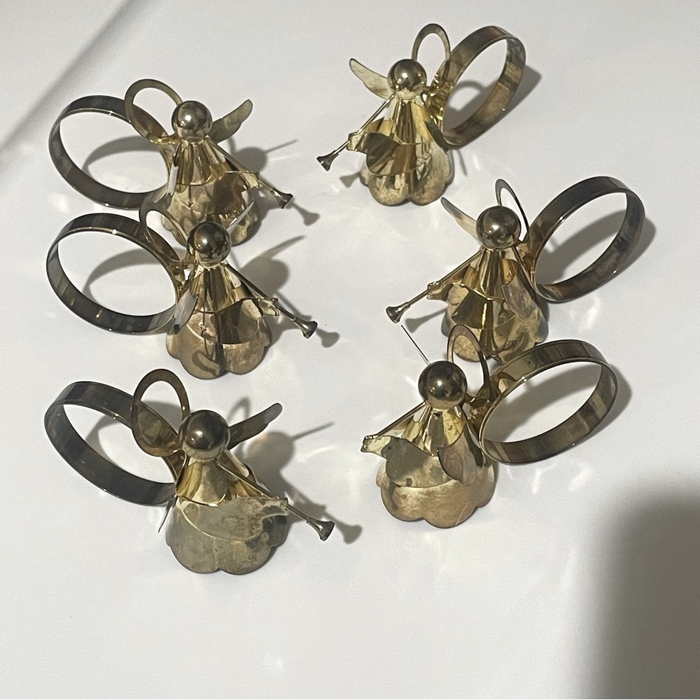 Vintage Timeless gold tone Gold-ton Set of 6 Angel Napkin Rings